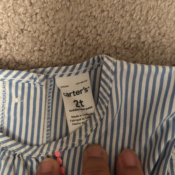 Carter’s white and blue top, 2T - Picture 3 of 3